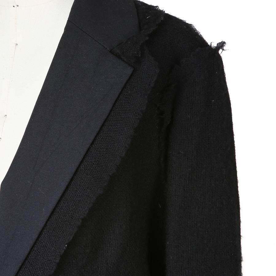 Yohji Yamamoto Black Wool Blazer with Deconstructive Fabric Layering In Excellent Condition In Los Angeles, CA