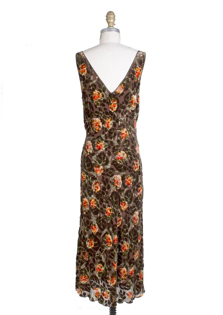 John Galliano Floral Burned Out Velvet Dress with Matching Shawl at 1stDibs