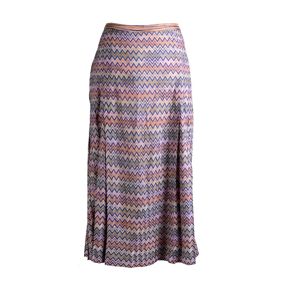 Skirt from Missoni.  A line cut with a ribbed stretch waistband.