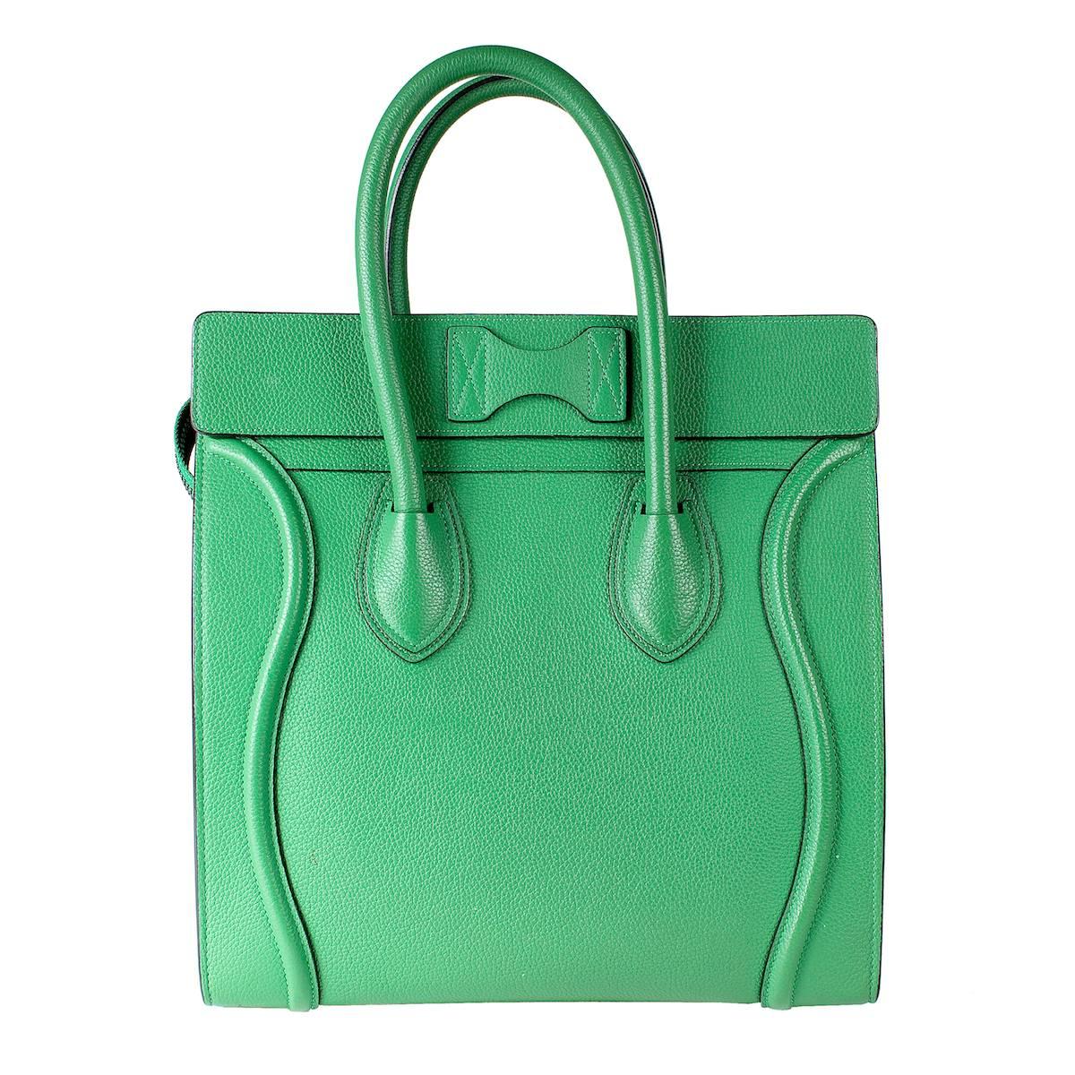 Celine Green Leather Phantom Tote In Excellent Condition In Los Angeles, CA