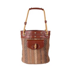 Gucci vintage Woven Bucket Bag with Leather and Rope 