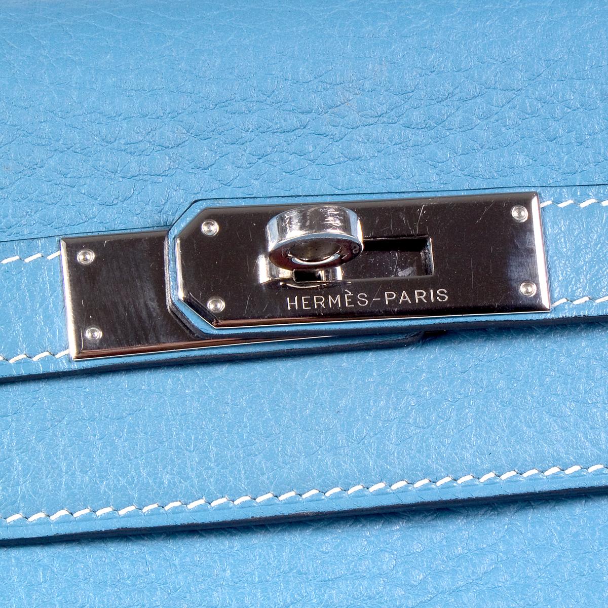 Women's or Men's Hermes Blue Jean Togo Leather 32cm Kelly Handbag, 2002