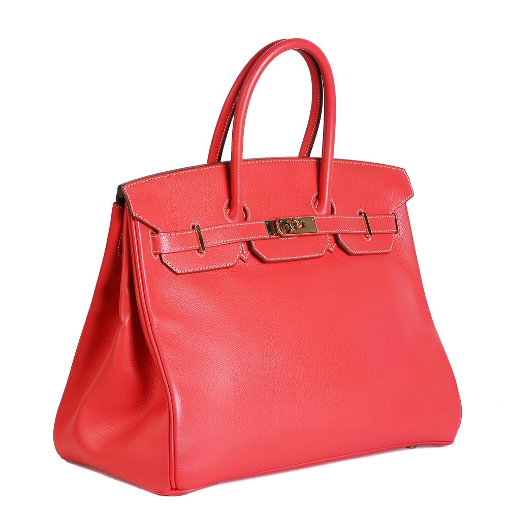 Birkin bag by Hermes from 2014
Rose epsom leather with tan leather interior
Gold hardware
Size:  35cm
Condition: Excellent