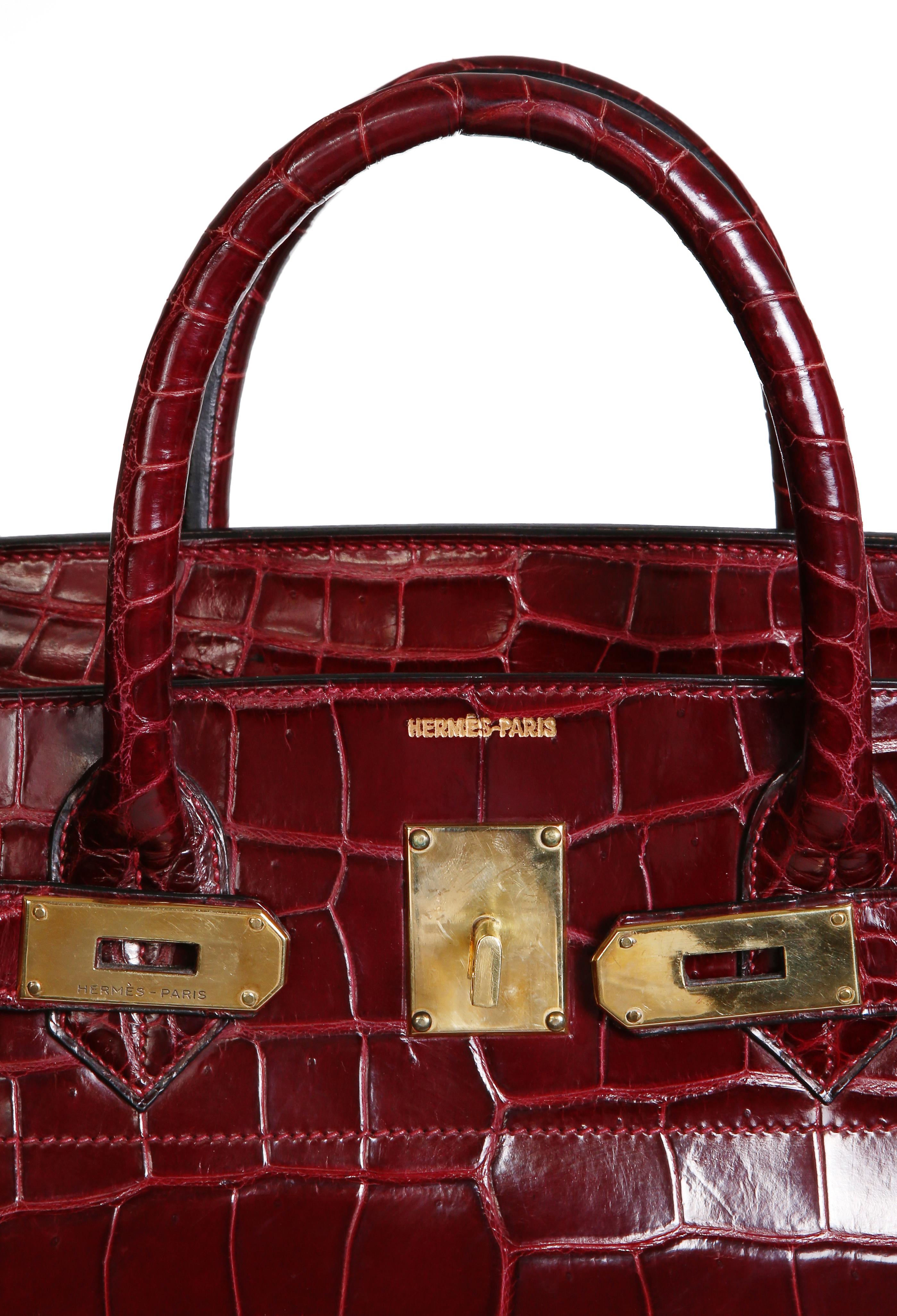 burgundy crocodile bag