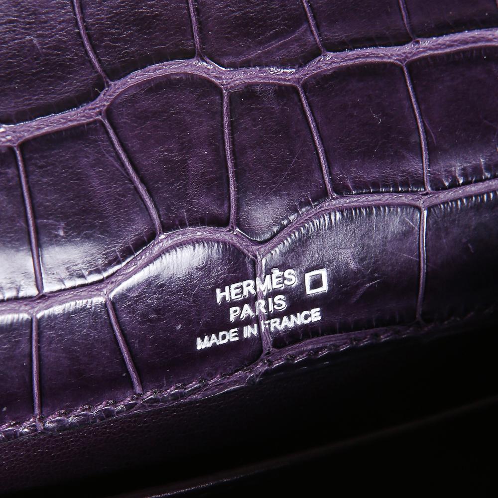 Hermes Purple Croc Pochette, 2008 In Excellent Condition In Los Angeles, CA