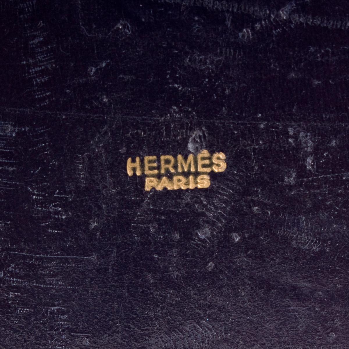 Hermes Omnibus Tasche in Marineblau mit Lederbesatz und Toilettentuch im Zustand „Gut“ im Angebot in Los Angeles, CA