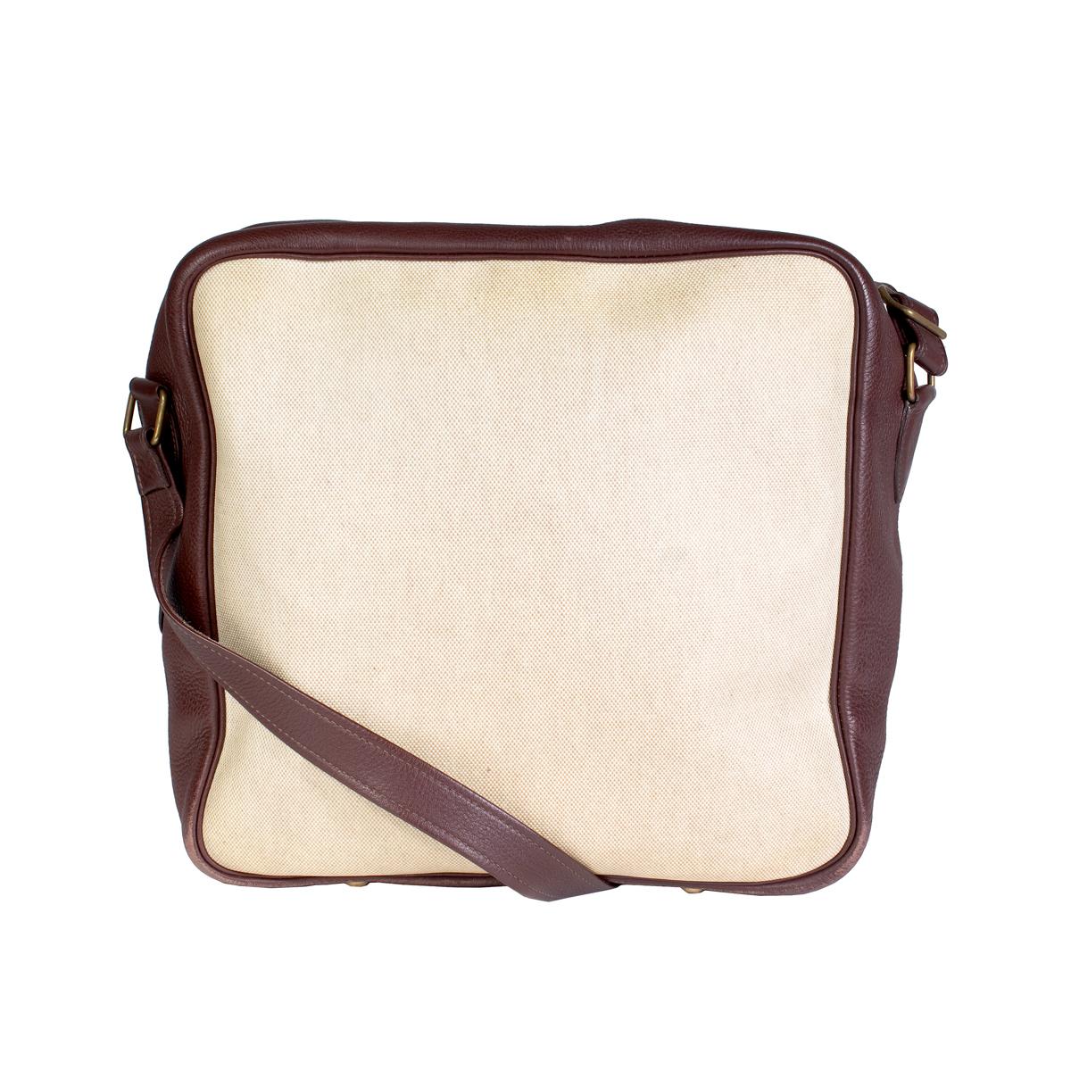 Hermes Helena Sac in Tobacco Leather and Toile Canvas For Sale at ...