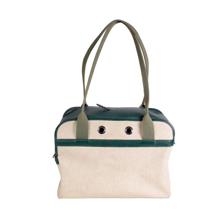 Hermes Green Leather and Toile Canvas Dog Carrier at 1stDibs | hermes dog  carrier, hermes dog bag