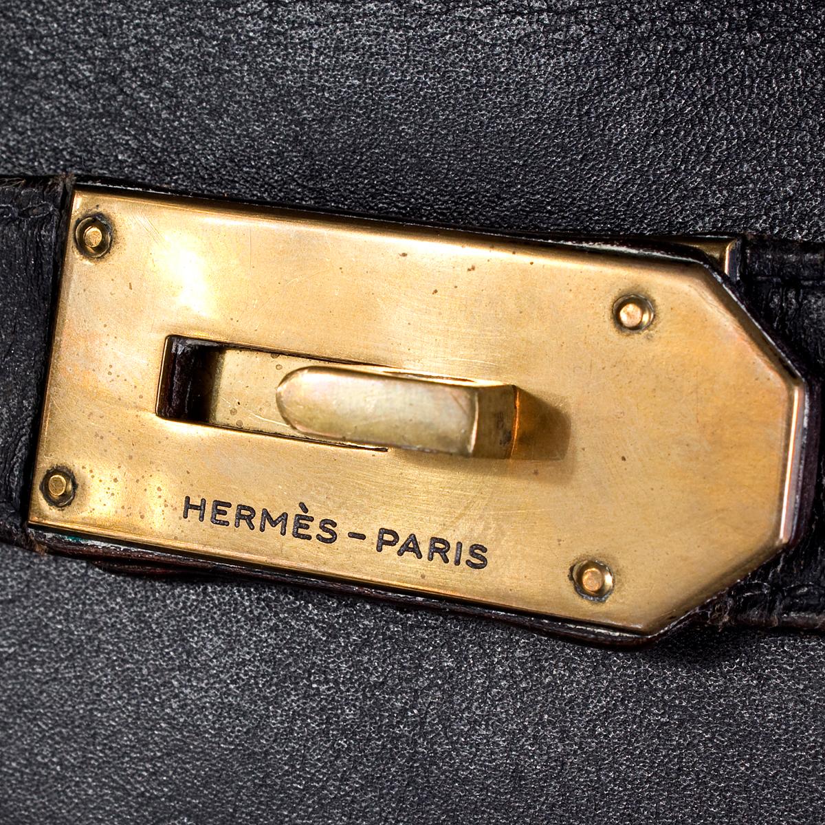 Hermes Black Leather HAC Bag, 1972 In Fair Condition In Los Angeles, CA