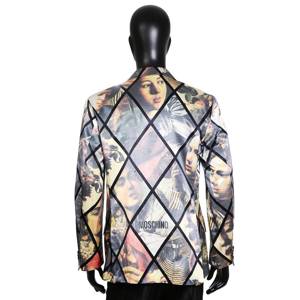 Men's jacket from Moschino
Caravaggio print in window pane motif
Silk satin
Condition: Excellent

Size/Measurements:
Size 52 (EU)
21.5