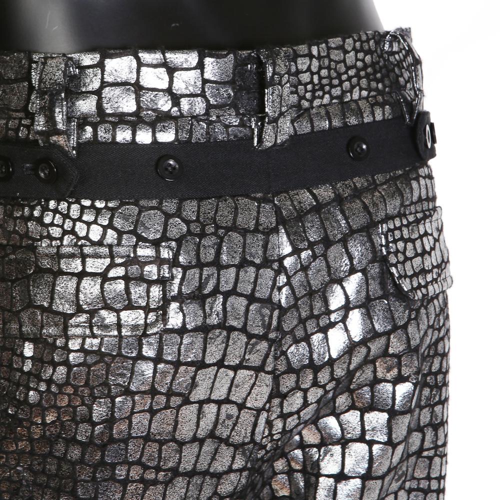 silver croc pants