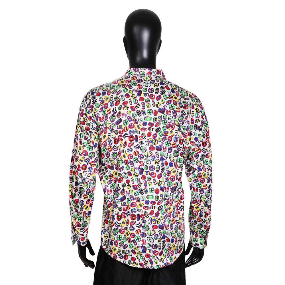Men's shirt by Gianni Versace, circa 1980s
Multicolor print

Condition: Good, with some minor dye bleeding from print
Size/Measurements:
Size 48
23