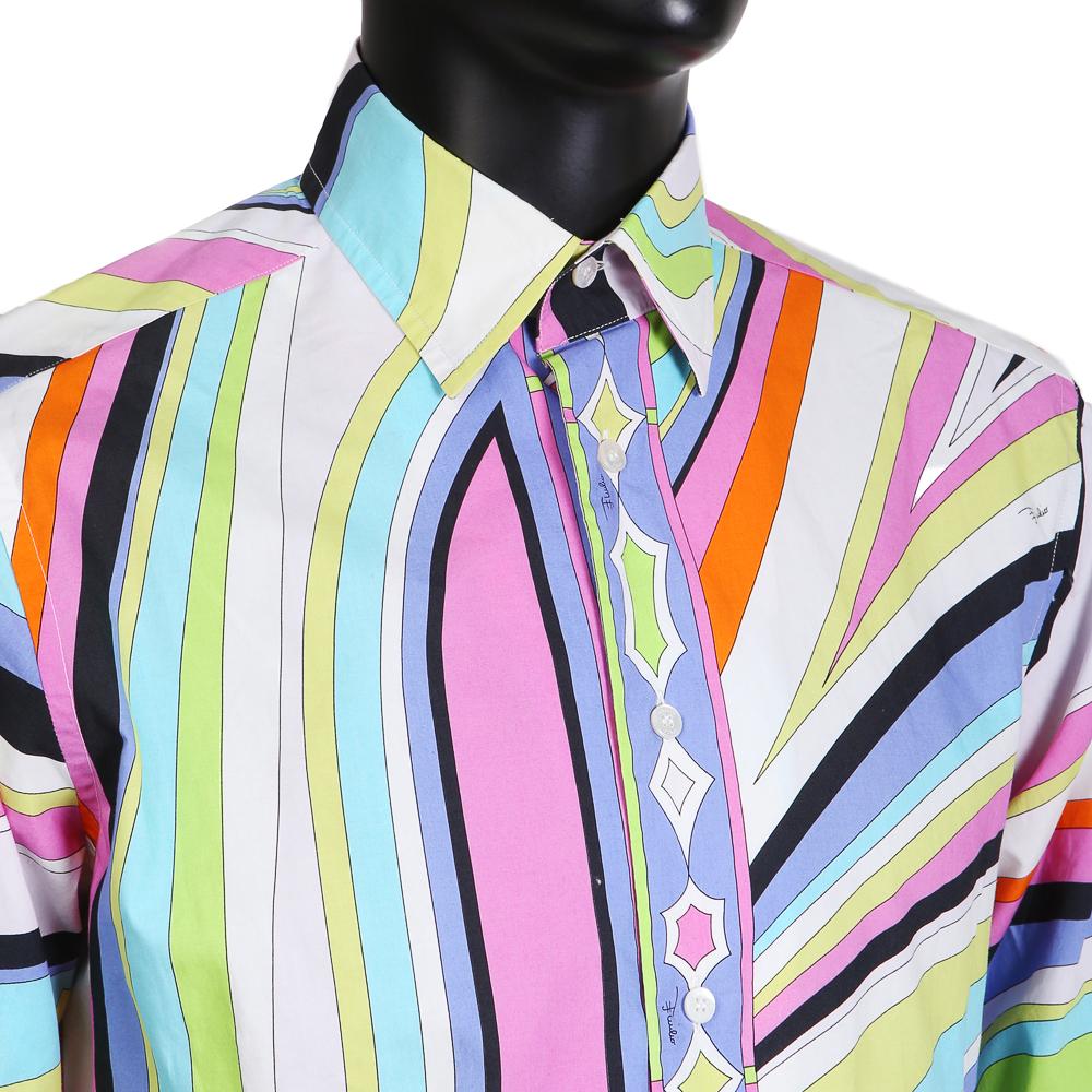Gray Pucci Multicolor Swirled Print Button Up Shirt, contemporary