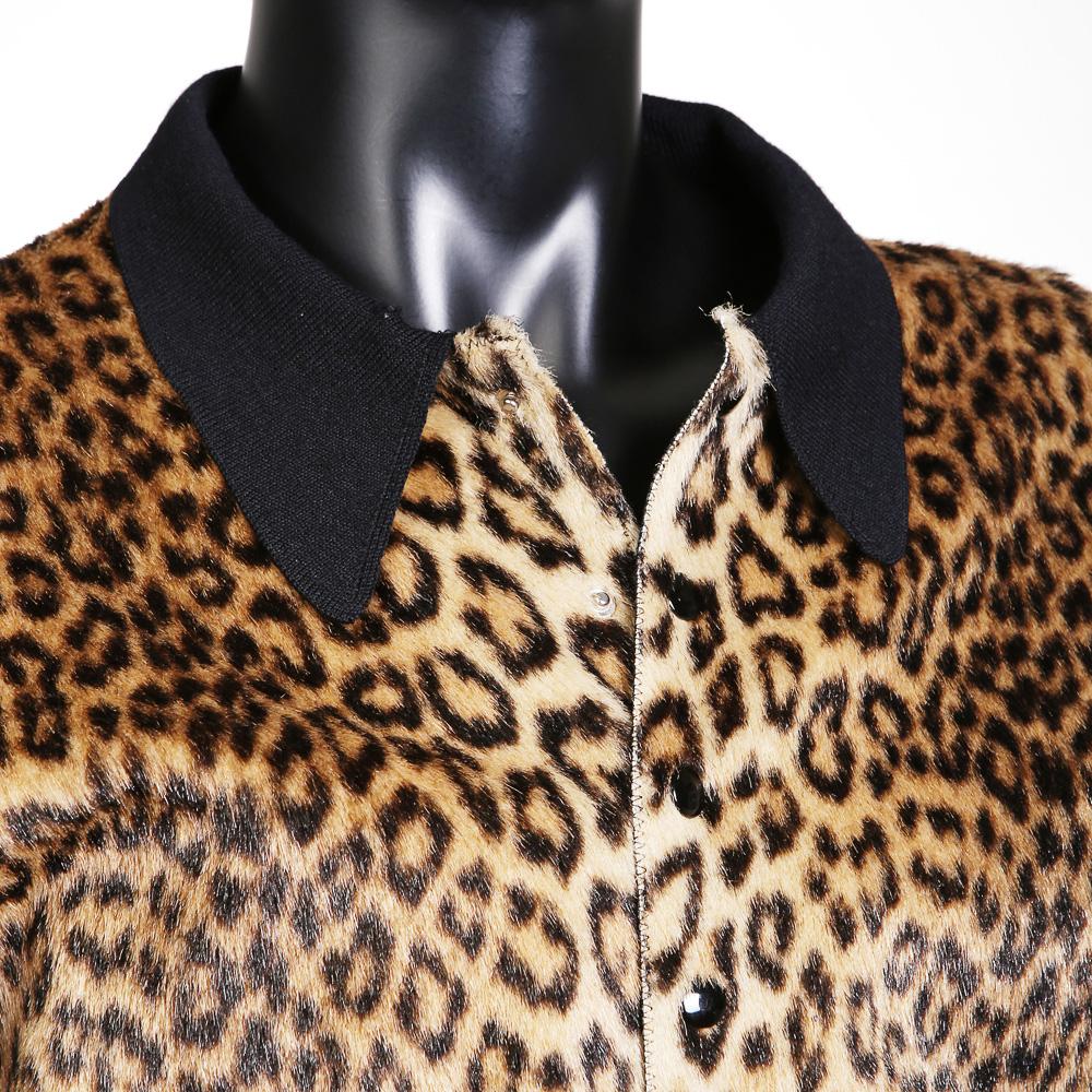 Black Jean Paul Gaultier Faux Leopard Snap Front Collared Cardigan, circa 1990s