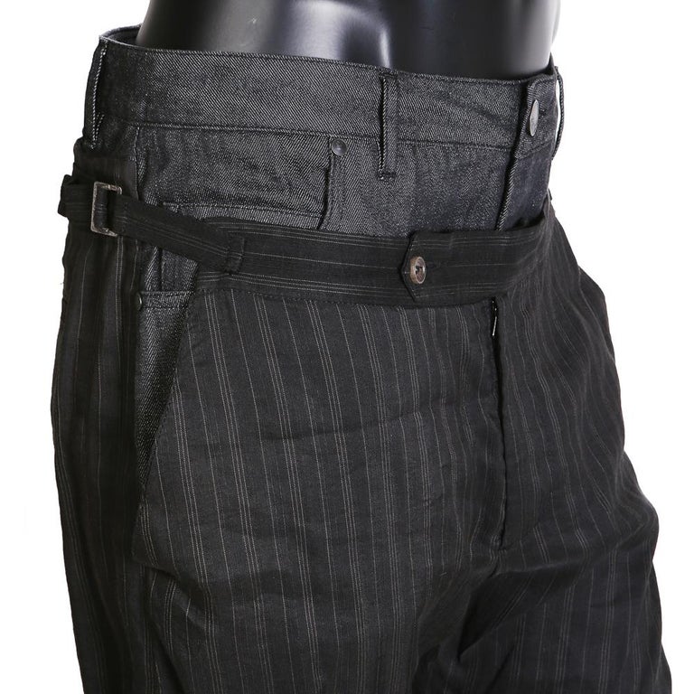 John Galliano Denim and Linen Double Waist Pants at 1stDibs pants