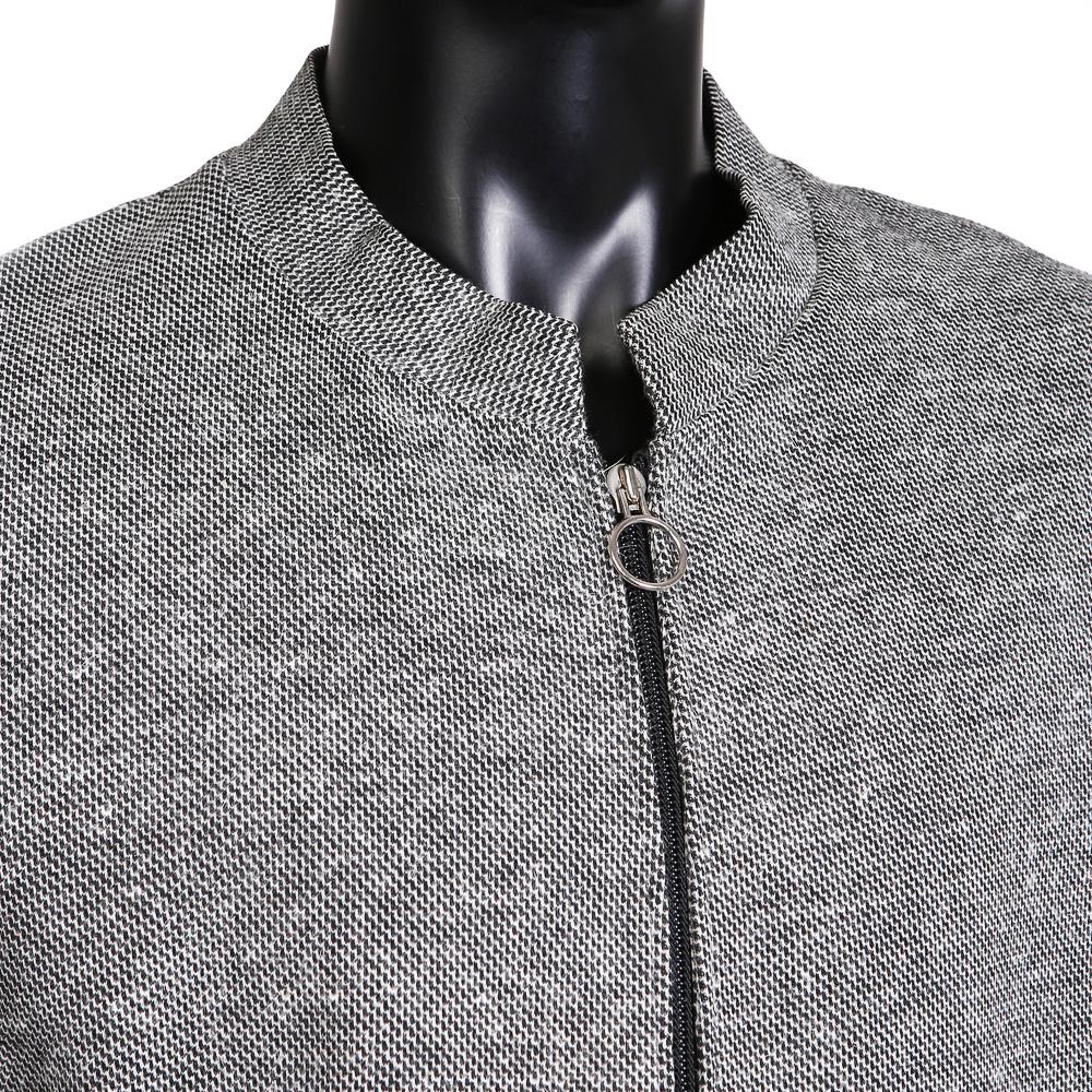 Gray Pierre Cardin Wool Zip-Up Jacket with Circular Metal Zipper Pulls, 1960s-1970s