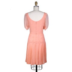 Peach Chiffon Dress with Pleating by Coco Chanel circa 1960s