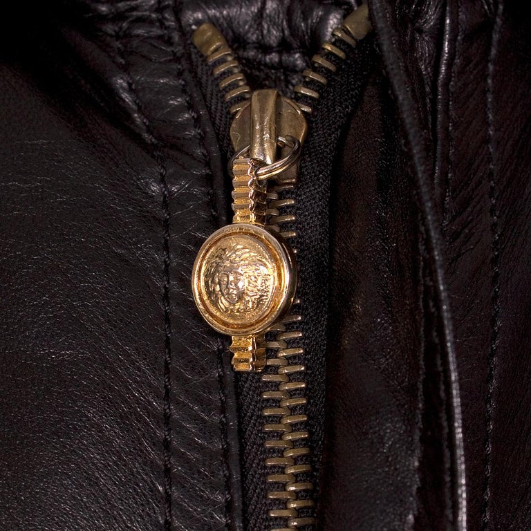 Versace Black Leather Jacket From The Collection Early Women S Or Men Versace Black Leather Jacket From The Collection Early 1990s For