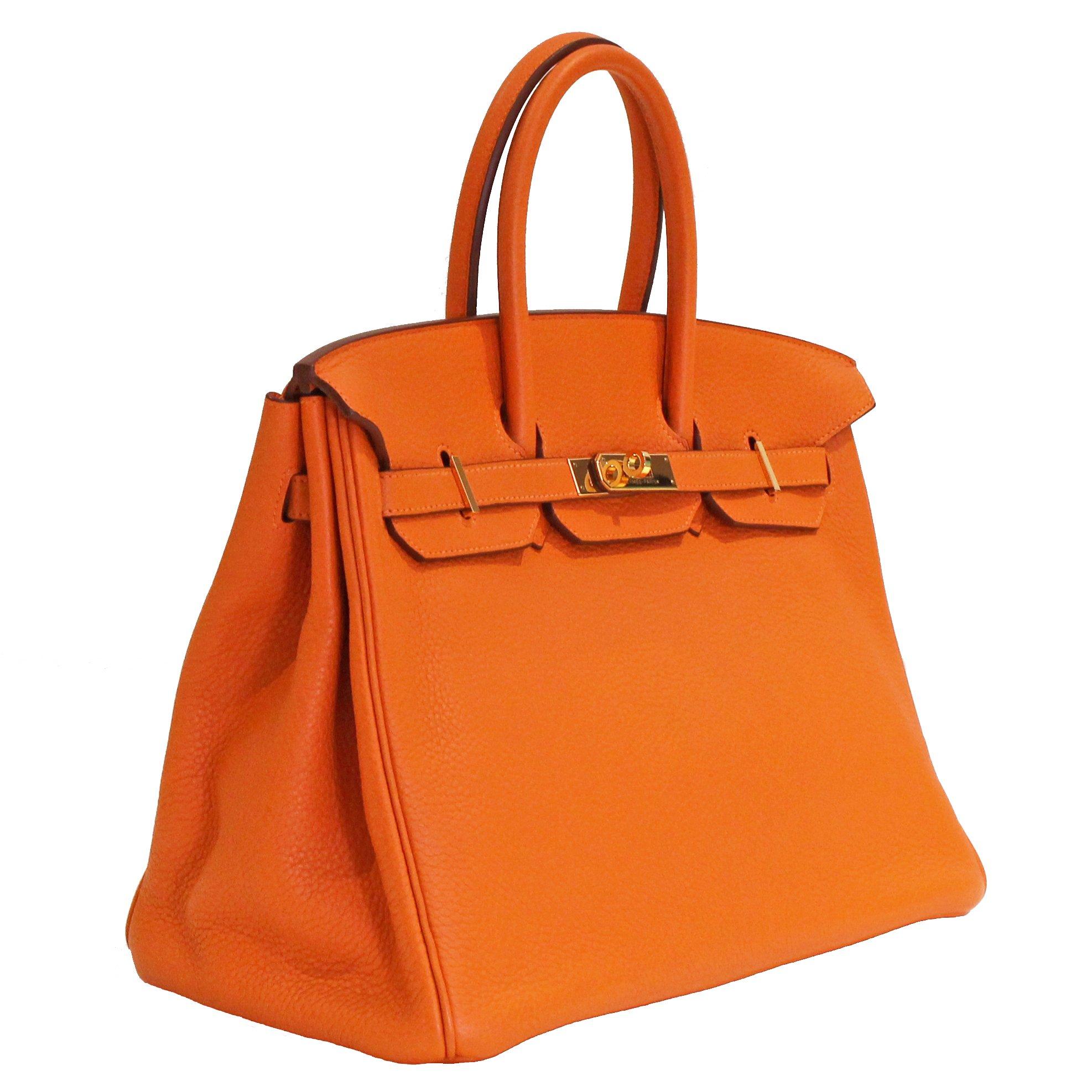 Birkin by Hermes from 2009
Orange Togo leather 
M Stamp (2009)
Gold hardware
Size: 35 cm
Key and lock tassel included inside
Comes with dust bag
Condition: Excellent