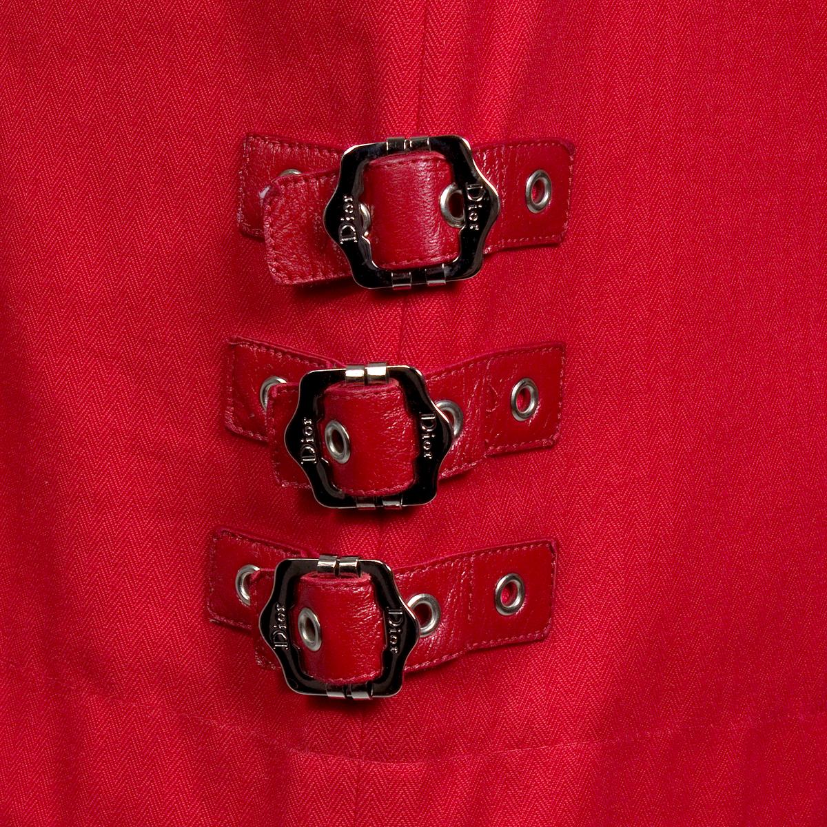 Galliano for Dior Red Mini Skirt with Bondage Details, circa 2000s In Good Condition In Los Angeles, CA