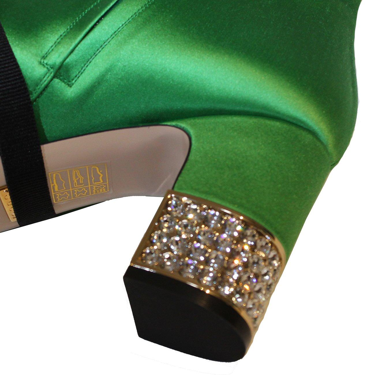 green satin boots