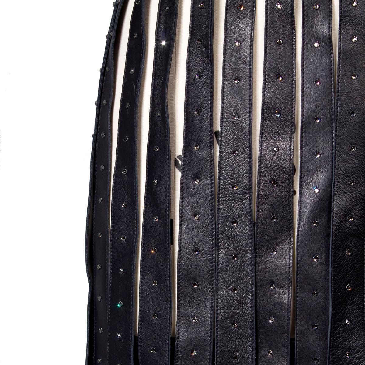 Black Valentino Leather Gladiator Skirt with Rhinestones, circa 2016