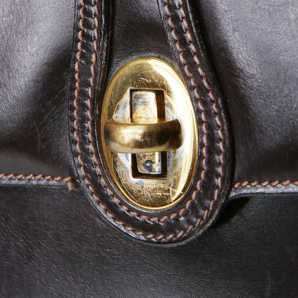 Women's Gucci Black Leather Handbag circa 1970s