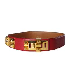Hermes Red Epsom Leather Belt, 1994