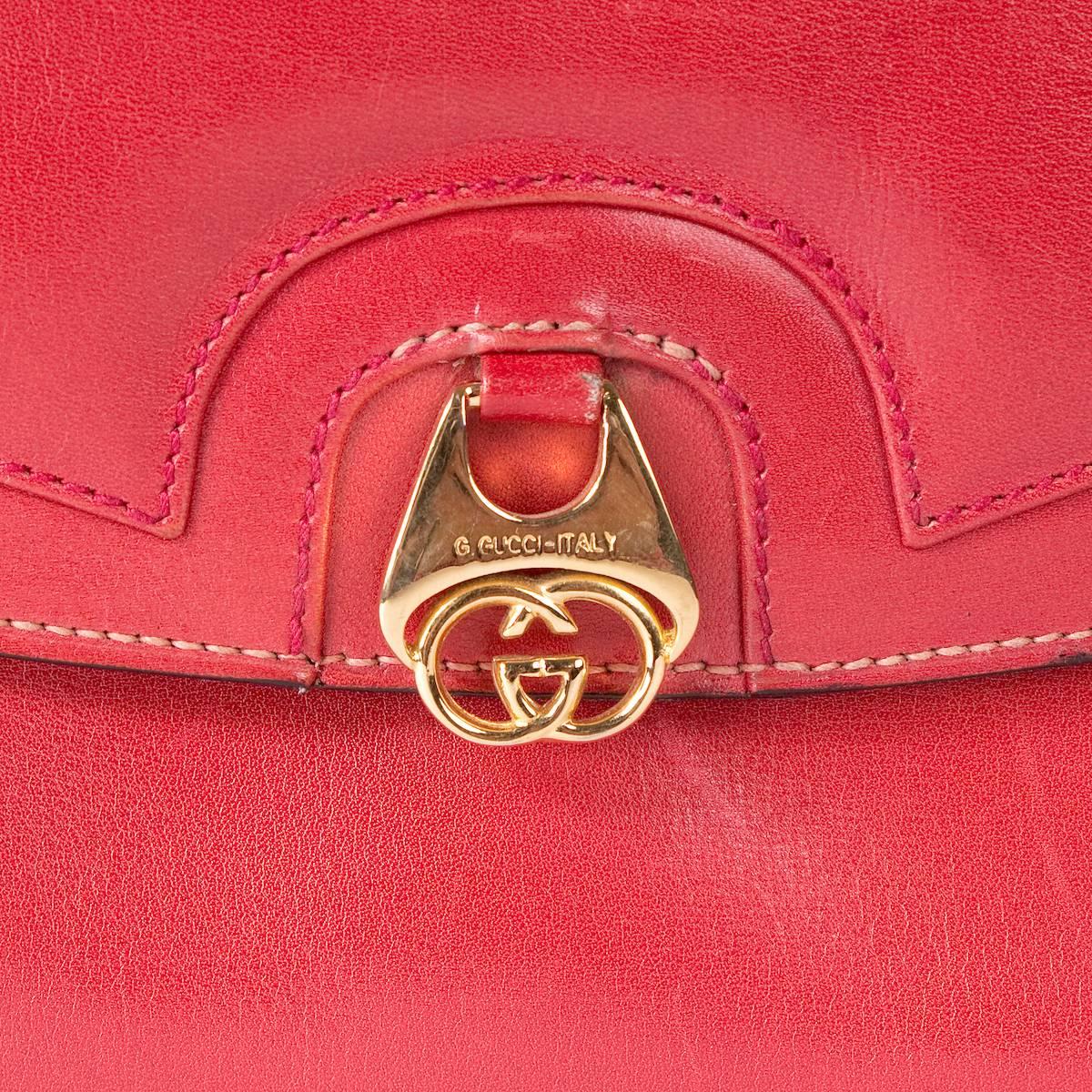 Gucci Red Leather vintage Shoulder Bag In Good Condition In Los Angeles, CA