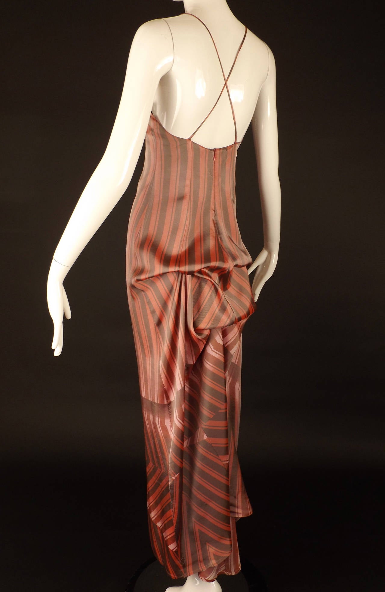 1990s Satin Stripe Dries Van Noten Evening Gown 5