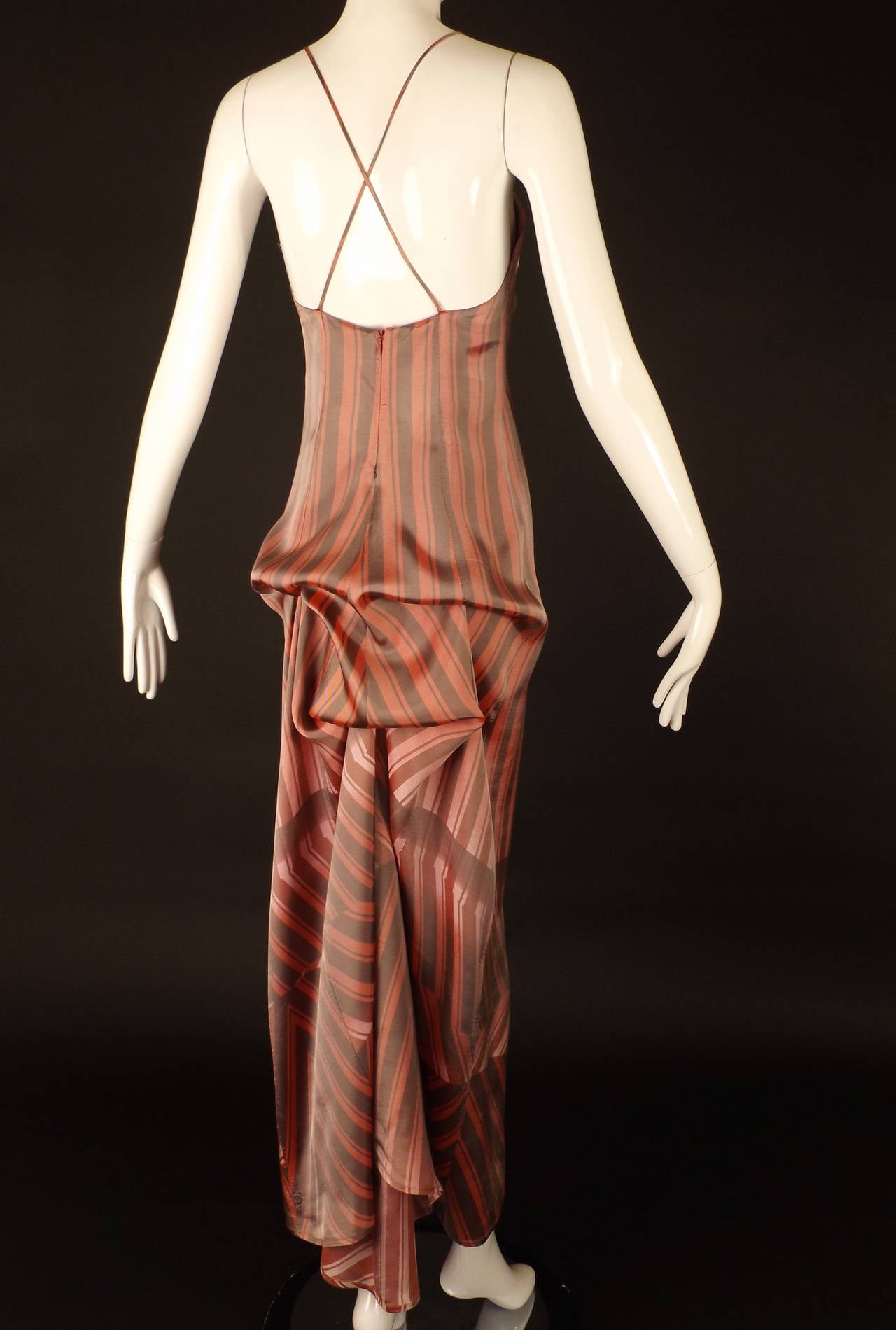 1990s Satin Stripe Dries Van Noten Evening Gown 6