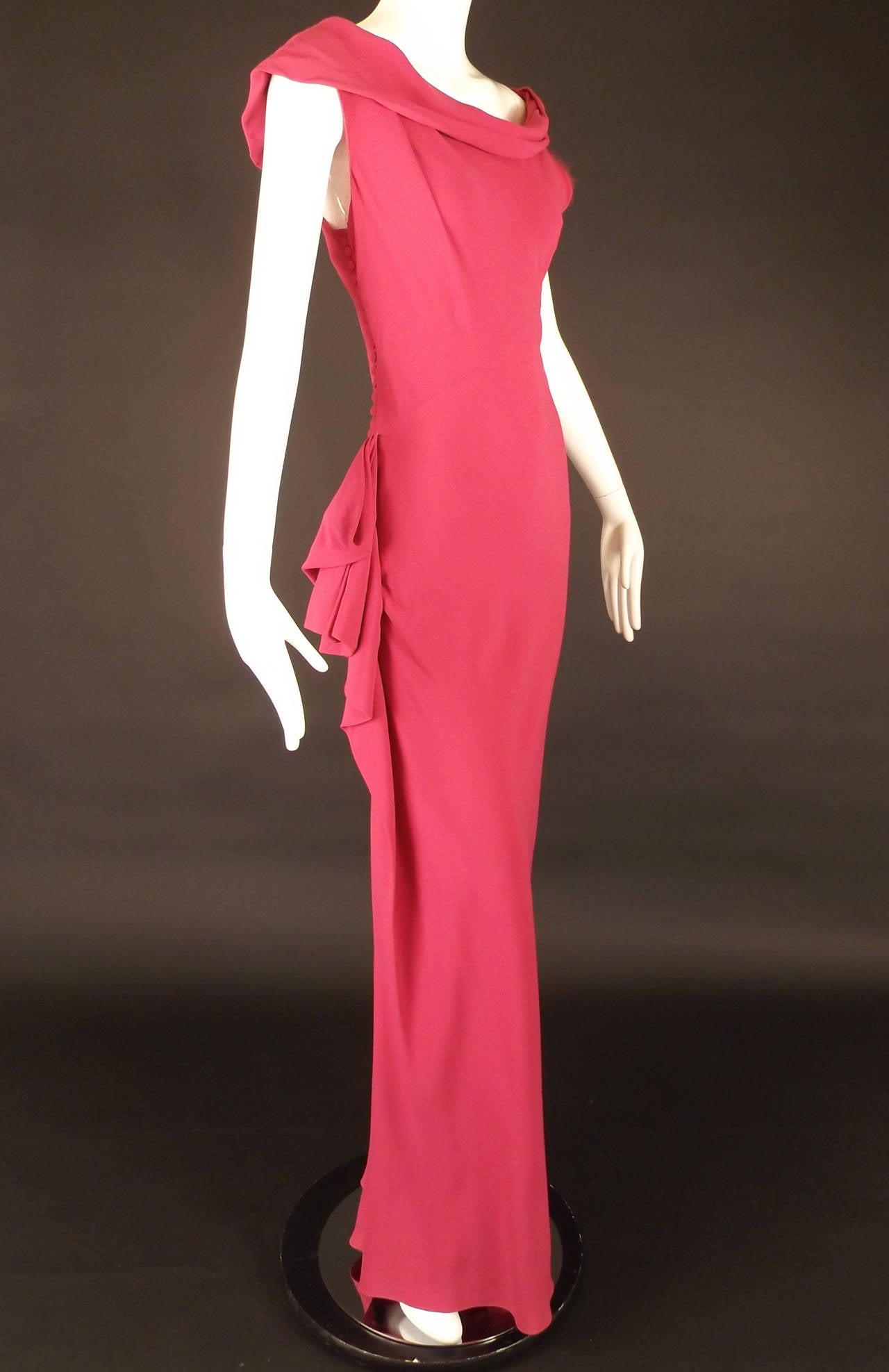 2000s John Galliano Pink Crepe Evening Gown In Excellent Condition For Sale In Dallas, TX