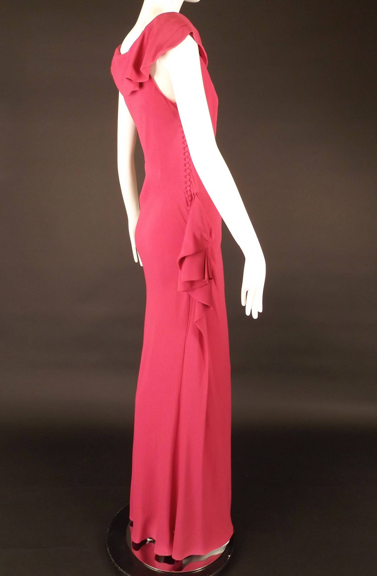Women's 2000s John Galliano Pink Crepe Evening Gown For Sale