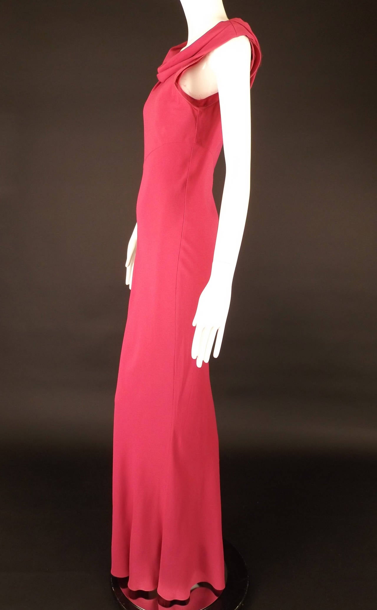 2000s John Galliano Pink Crepe Evening Gown For Sale 2