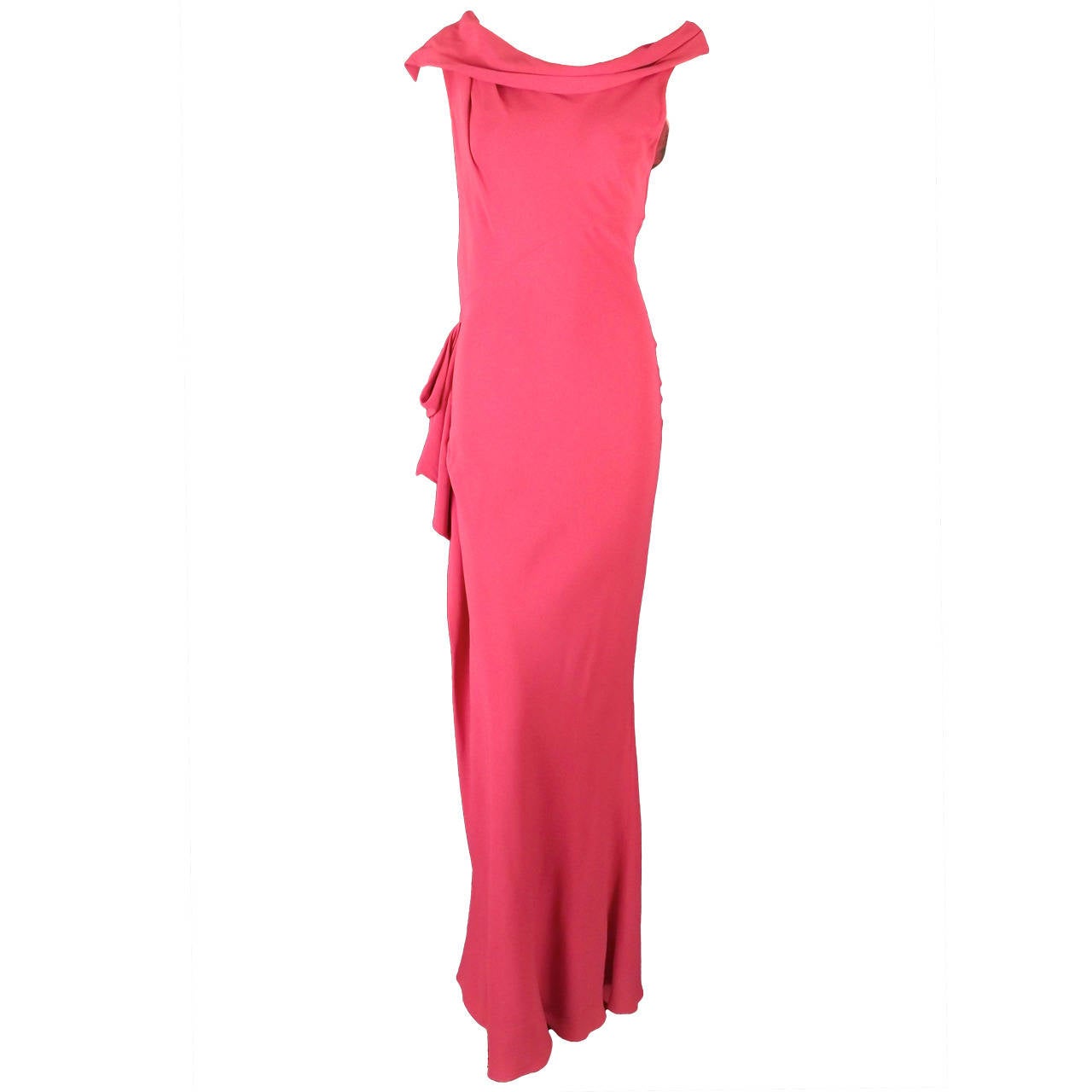 2000s John Galliano Pink Crepe Evening Gown For Sale