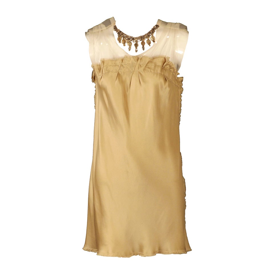 Summer, 2003 Lanvin Gold Silk & Rhinestone Necklace Dress