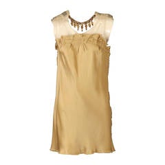 Summer, 2003 Lanvin Gold Silk & Rhinestone Necklace Dress