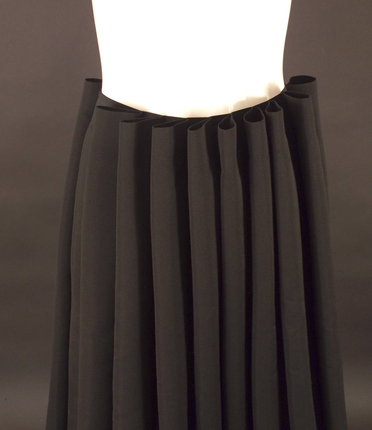 Women's Black Satin Coil Pleated Issey Miyake Skirt