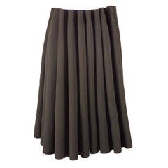 Black Satin Coil Pleated Issey Miyake Skirt