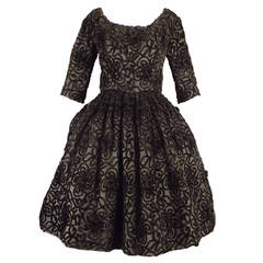 c.1960 Ferdinando Sarmi Black Chenille & Gazar Dress