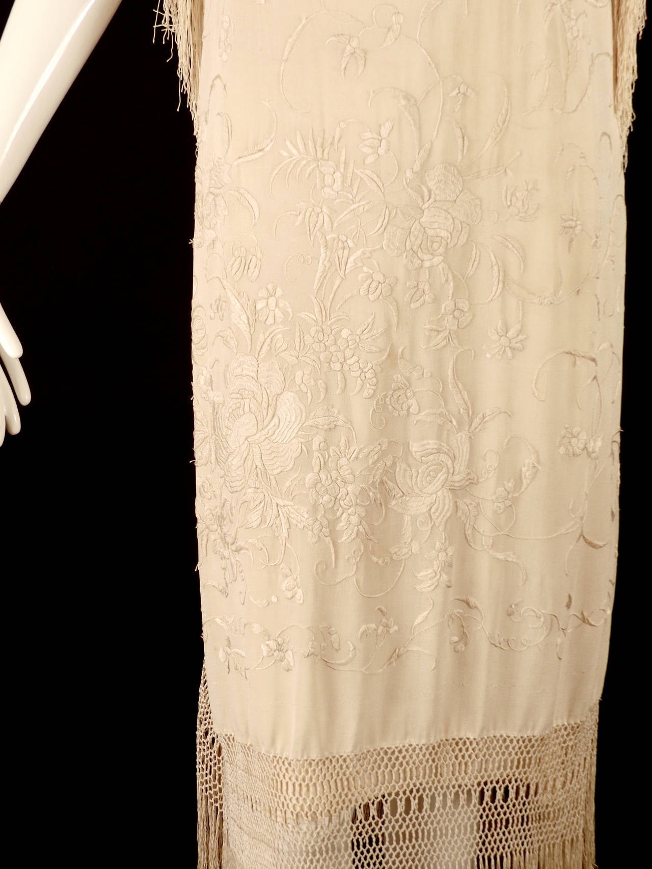1920s Silk Embroidered Piano Scarf Evening Dress 1