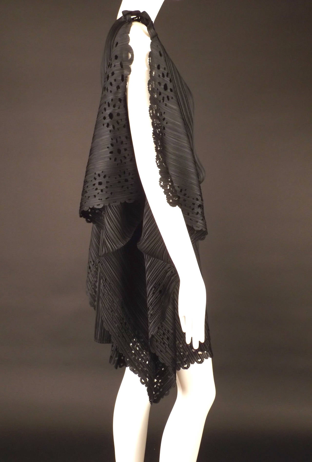 Issey Miyake Black Crinkle Pleat Slip Dress In Excellent Condition In Dallas, TX