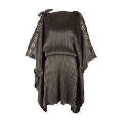 Issey Miyake Black Crinkle Pleat Slip Dress