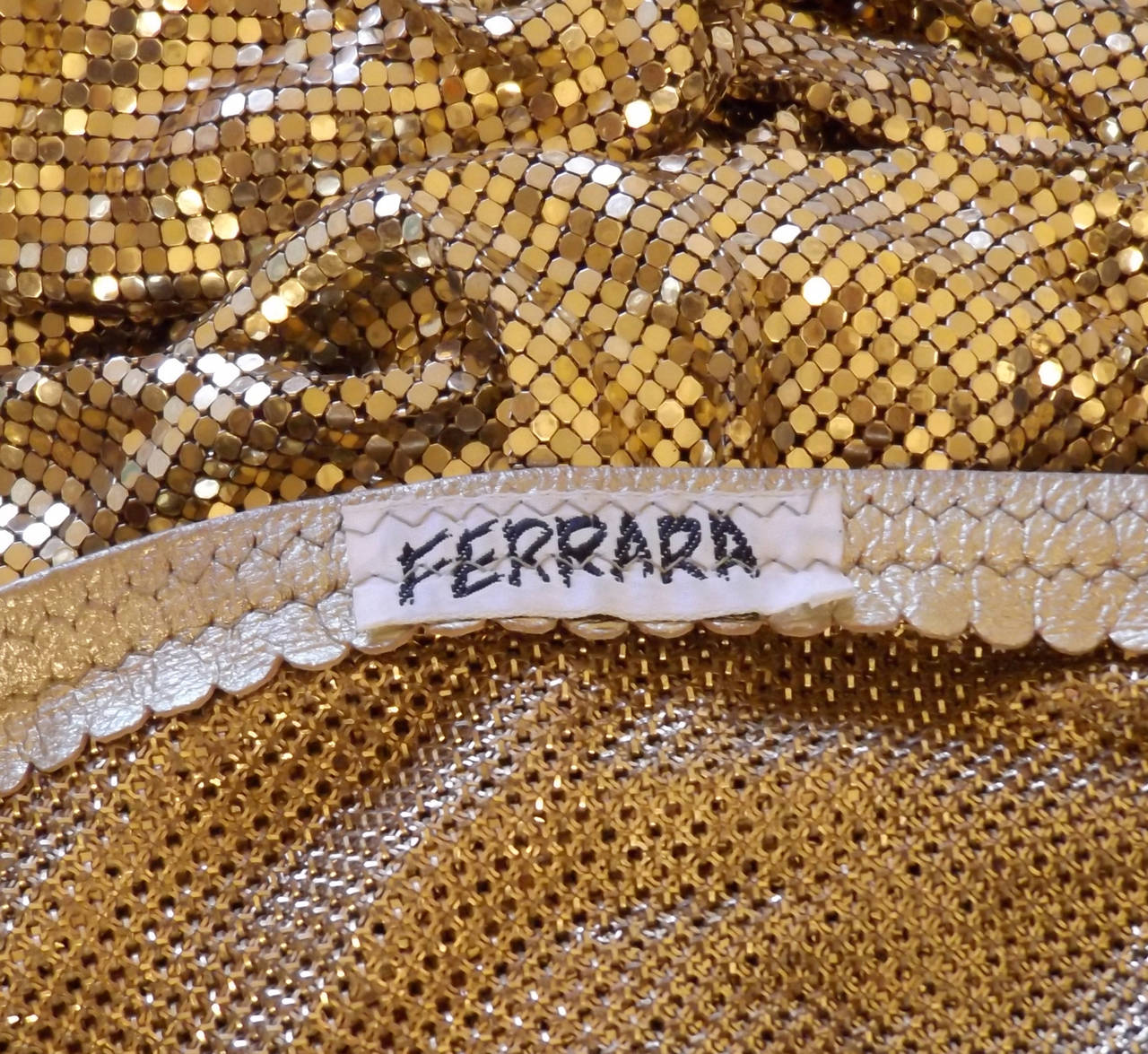 1970s Anthony Ferrera Gold Metal Mesh Gown 1