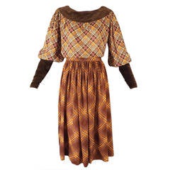 1981 Yves Saint Laurent Wool & Velvet 2pc Dress