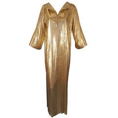 1970s Anthony Ferrera Gold Metal Mesh Gown