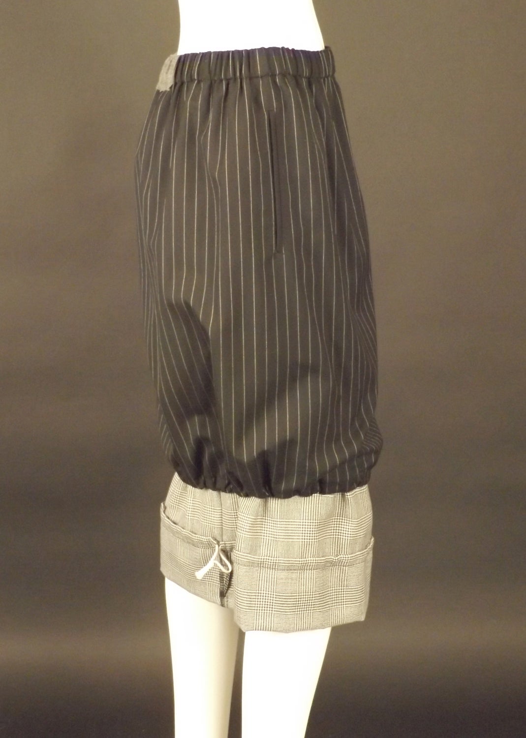 2008 Comme Des Garcons Wool Pinstripe & Plaid Skirt In New Condition In Dallas, TX