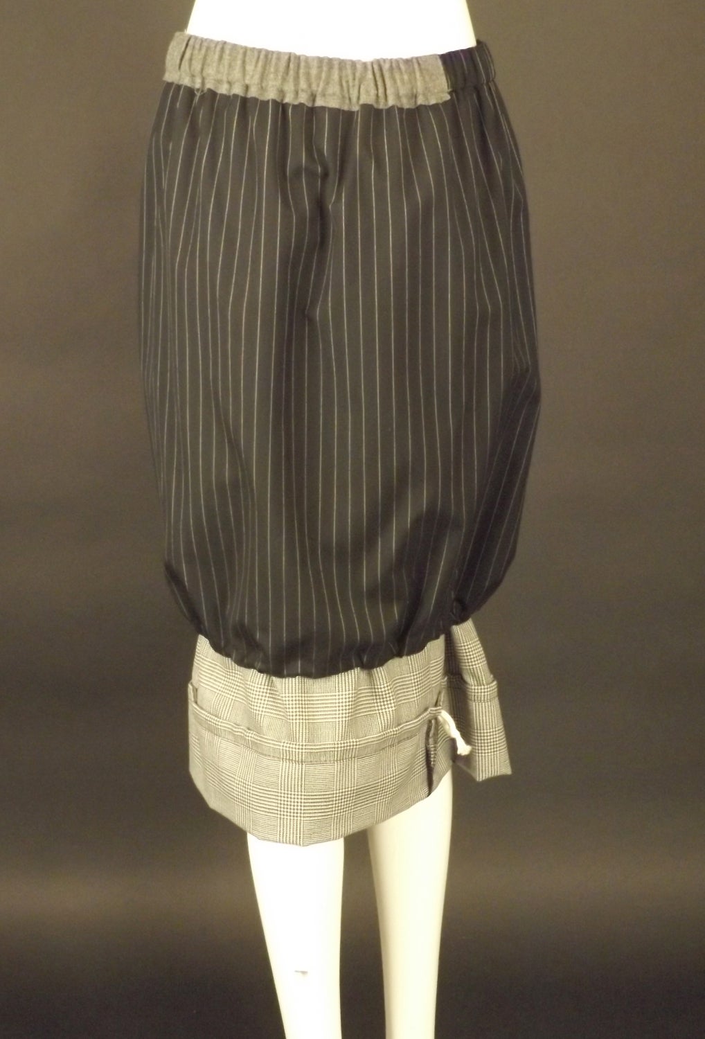 Women's 2008 Comme Des Garcons Wool Pinstripe & Plaid Skirt