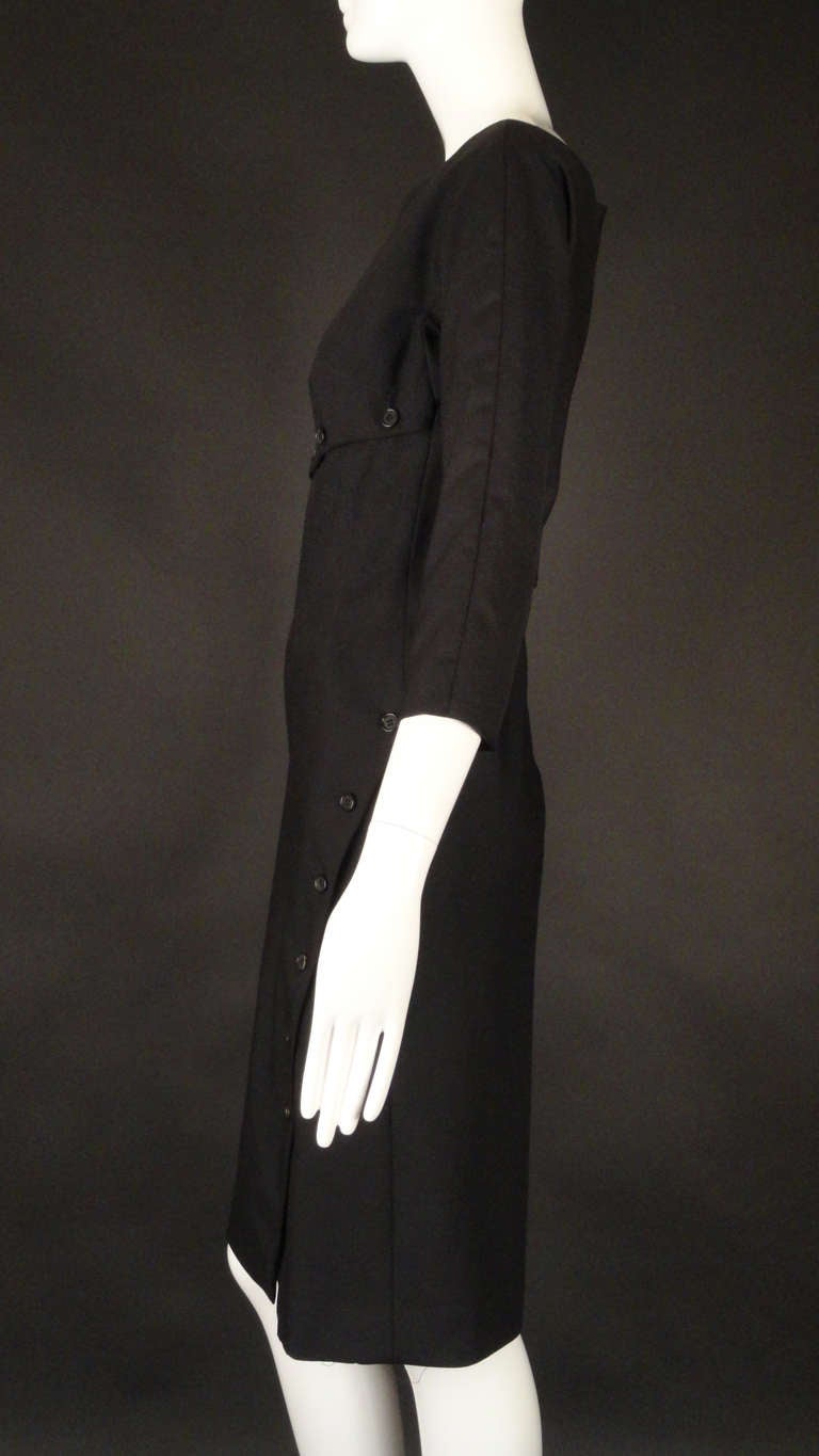 Women's 2007 Alexander McQueen Black Wool Button Dress-NEW ITEM