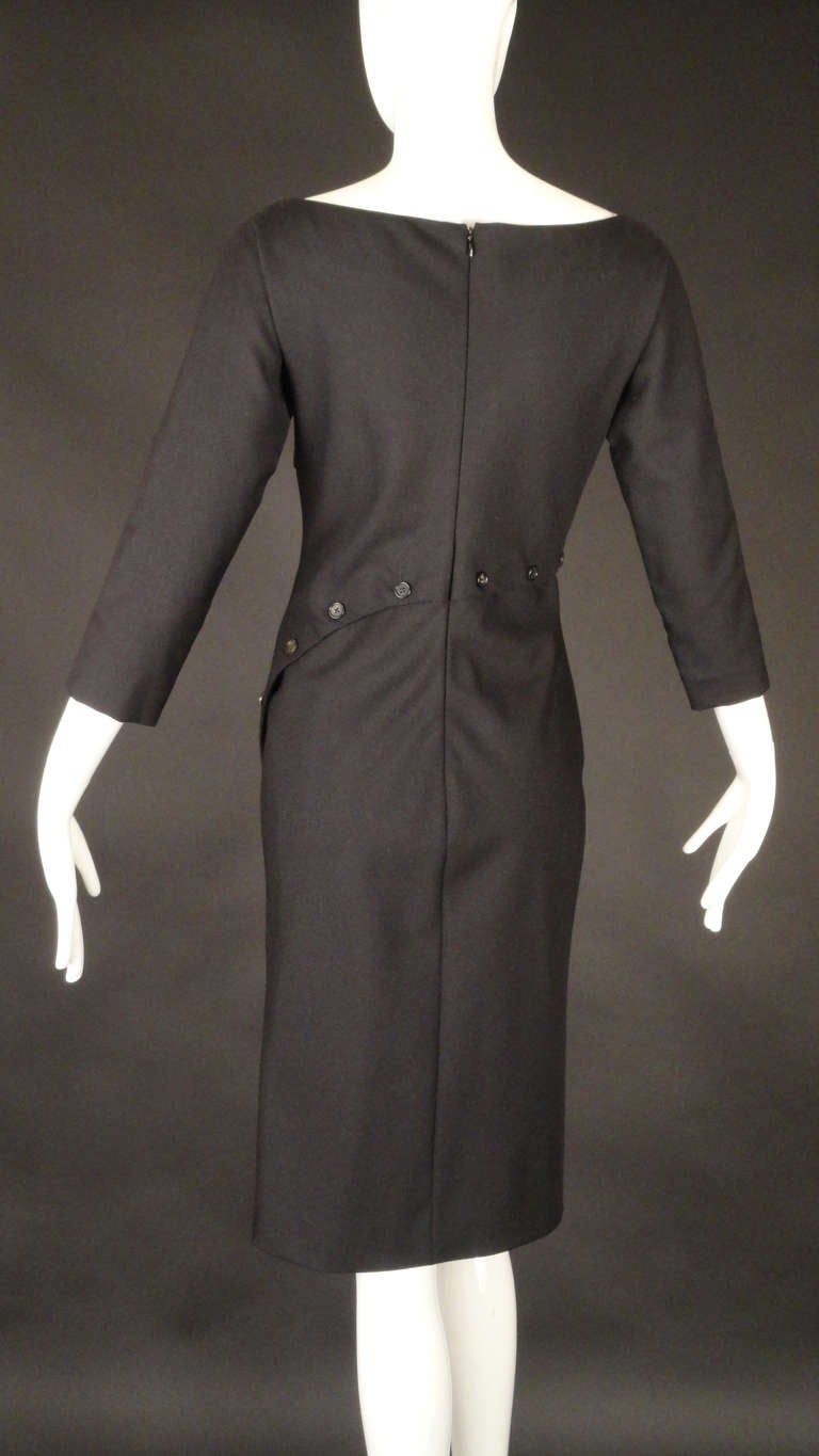 2007 Alexander McQueen Black Wool Button Dress-NEW ITEM 1